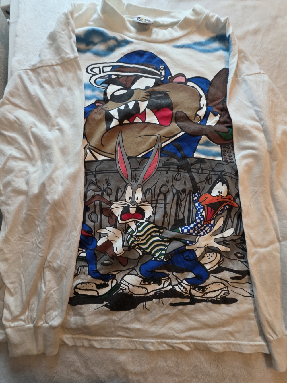 Vintage 1995 Looney Tunes Taz Bugs Bunny Daffy Duck Long Sleeve Shirt XL